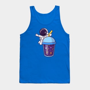 Cute Astronaut With Space Drink Cartoon Tank Top